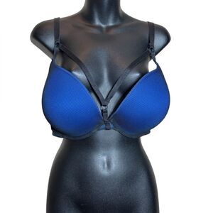 Torrid women’s 42D blue black mesh underwire push up bra sexy dominatrix